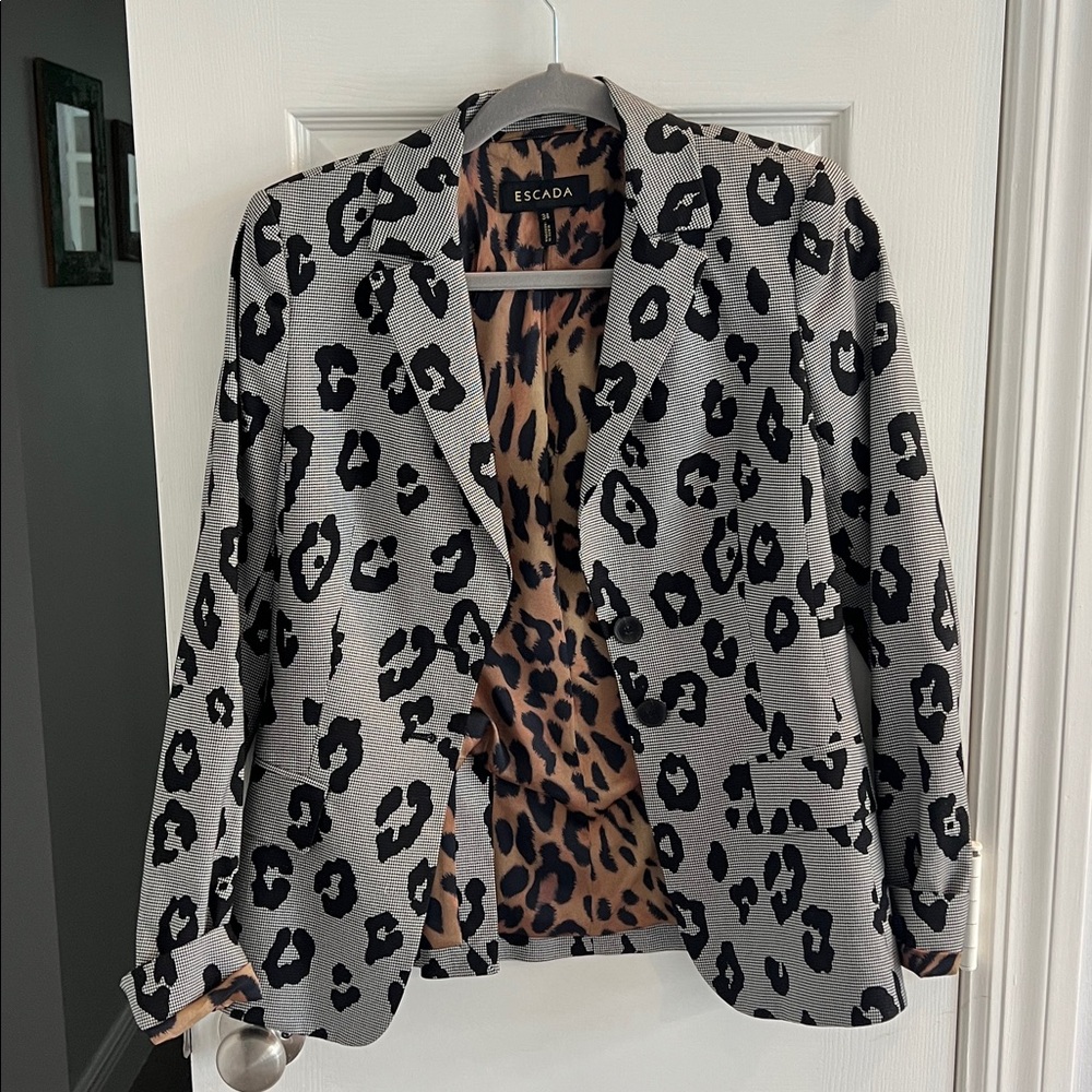 Escada Animal Print Blazer with Black Accents